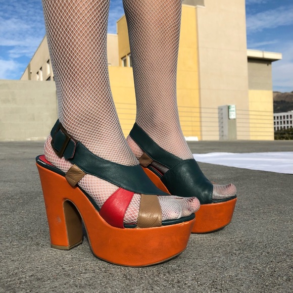 70s style platform heels